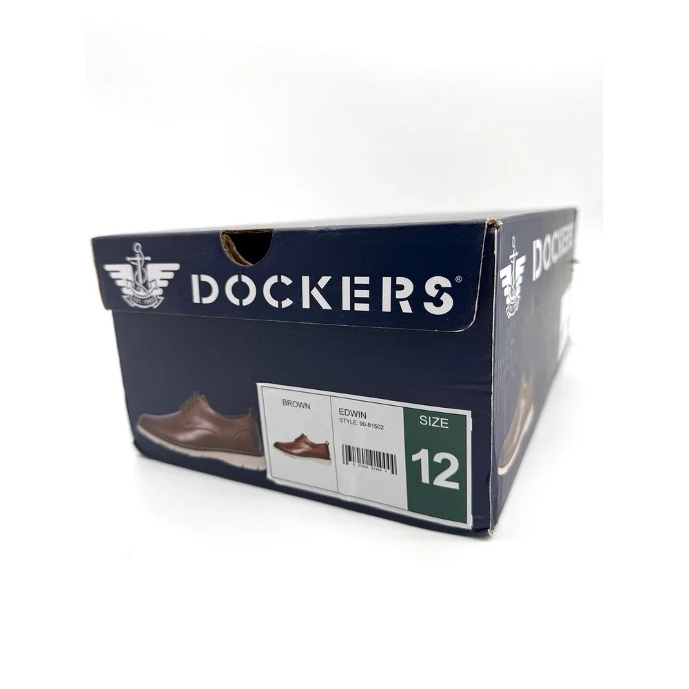 NEW Dockers Edwin Oxford Shoes Mens 12 Brown‎ Lace Up Comfort Sole New With Box